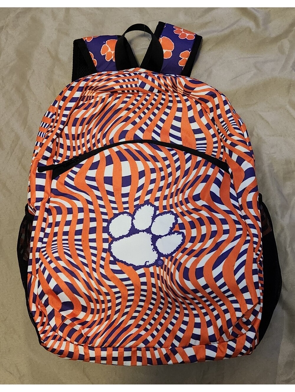 Clemson Tigers Backpack Orange Purple Book Bag Zip Pockets NCAA College Fan Gear